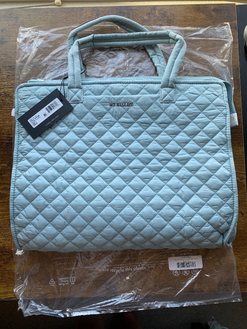 MZ Wallace Silver Blue Large Box Tote NWT